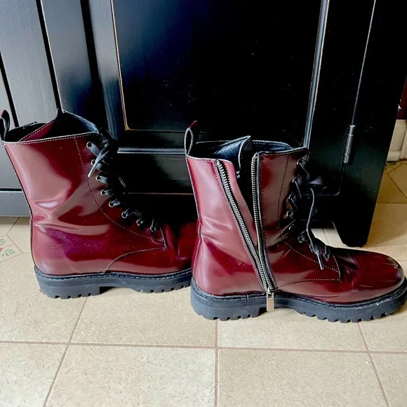 Thursday Boot Company Shoes Burgundy Combat Leather Boots